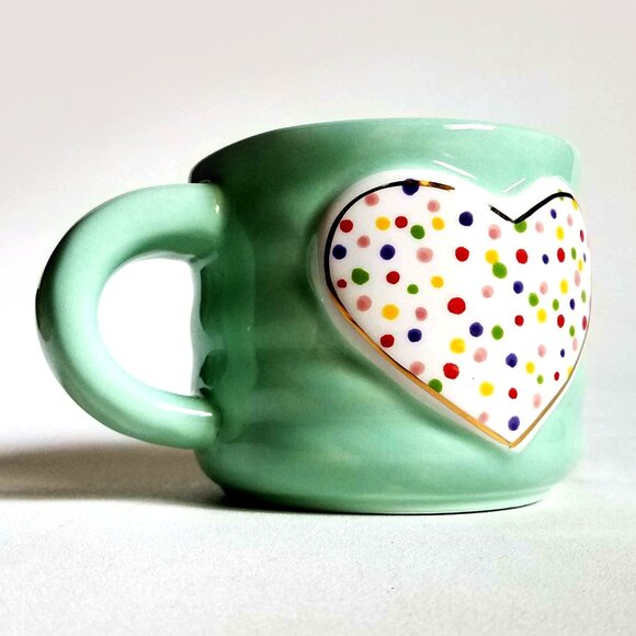 Glory Haus From Our Haus to Yours Green Ribbed Two Hearts Mug - Picture 2 of 4